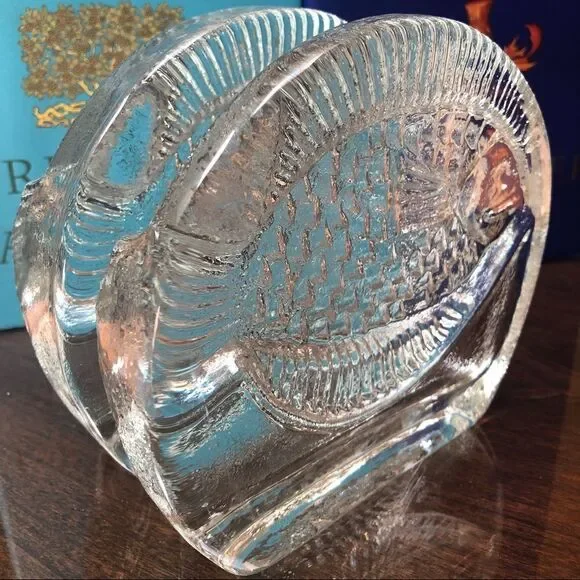2 Blenko Fish Bookends, Set ofHand-Crafted Vintage
